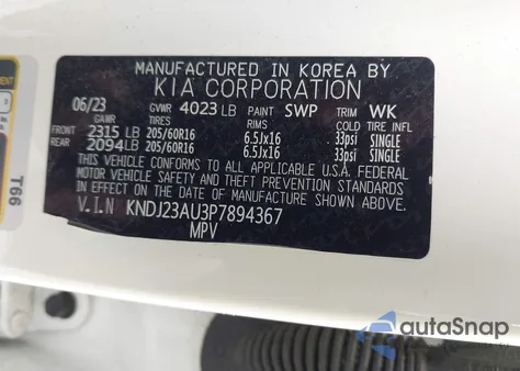 2023 Kia Soul S из США, поврежденный, VIN KNDJ23AU3P7894367